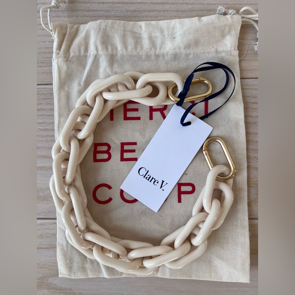 Clare V Shortie Strap, cream resin